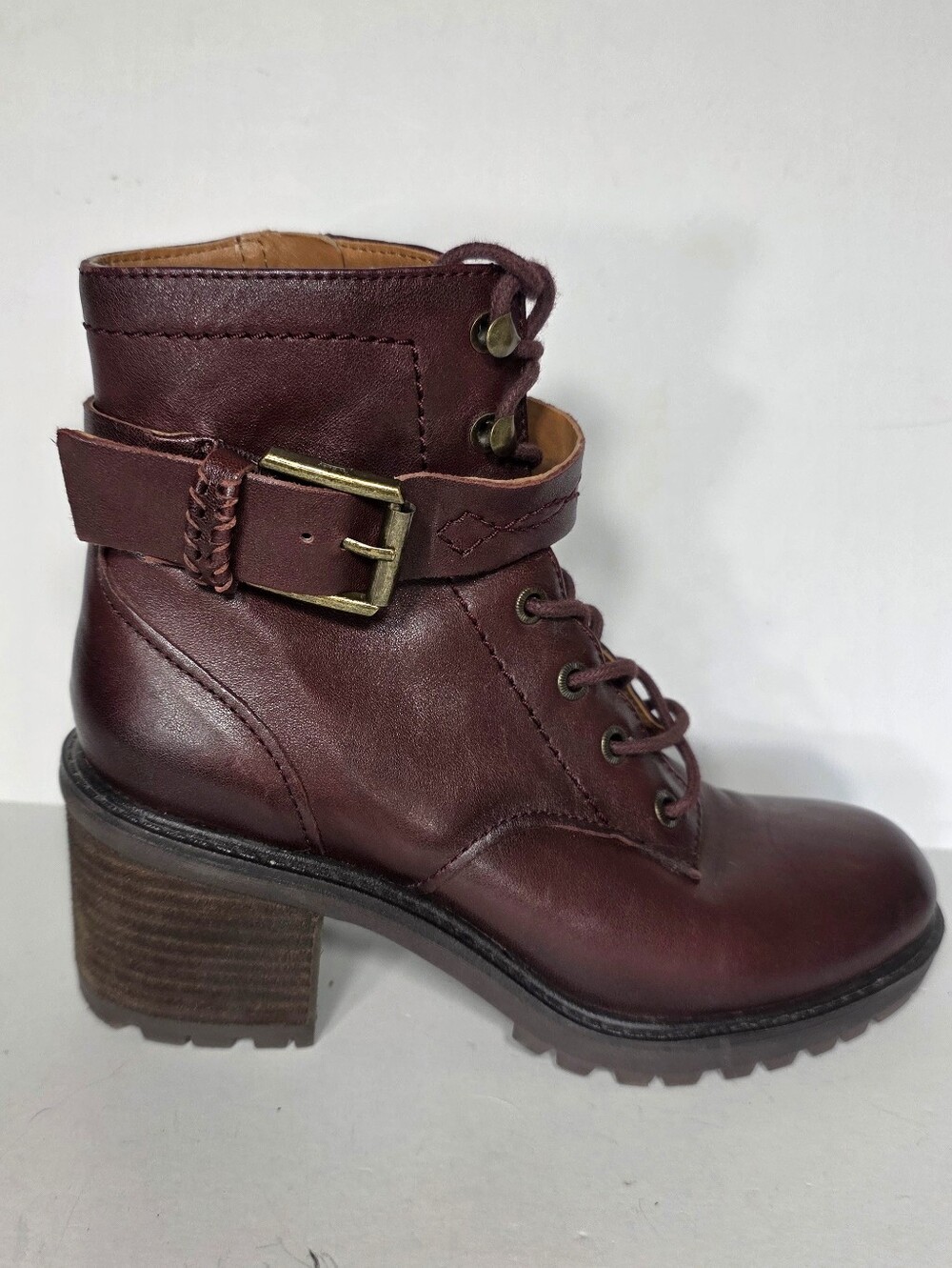Zodiac Gemma Leather Lace-Up Combat Boots Dark Briwn Women's Suze 7